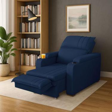 Imagem de Poltrona Srj Papai Retrátil Reclinável Veludo Porta Copos - SRJ MÓVEIS