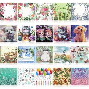 Imagem de 20 guardanapos decorativos sortidos para decoupage guardanapos de papel de coquetel de animais fofos papel de seda para artesanato DIY, presentes de aniversário de crianças, confecção de cartões
