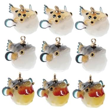 Imagem de 12 Unidades Pingente Baiacu Peixinho Dourado Pequeno De Resina Pingentes De Joias Pingentes De Baiacu Encantos De De Peixe Charme De Baiacu Contas Espaçadoras Desenho Animado