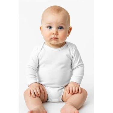 Imagem de Body Infantil Manga Longa para Bebê Branco em Poliplex - Conforto e Pr