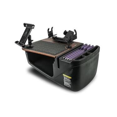 Imagem de AutoExec Mesa de carro AE-GMEF-PM-TAB-PS-21M Efficiency GripMaster para sua estação de trabalho de veículo e escritório móvel, mogno com suporte para telefone, suporte para tablet e suporte de