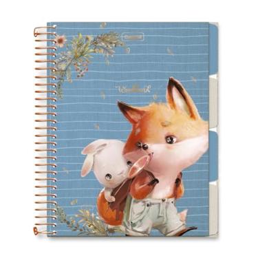 Imagem de Caderno Colegial Criativo Cadersil Estampa Coração Woodland – 80 Folhas – Capa Dura – Espiral dourado - Ideal para Anotações Criativas