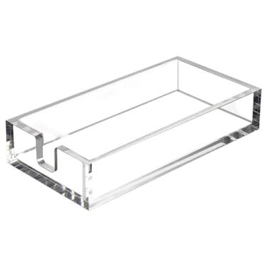 Imagem de IEUDNS Porta-guardanapos, bandeja para guardanapos, organizador resistente, decoração, enfeite de acrílico, estojo para lenços de papel para casamentos, L