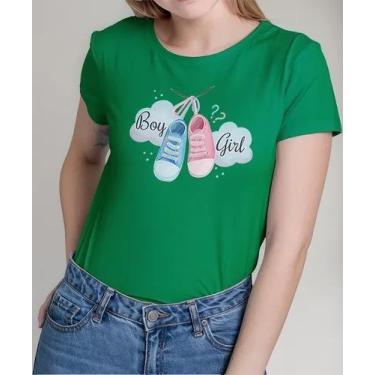 Imagem de Camiseta Camisa Adulto Feminina Masculina Algodão Chá Revelação Boy ou