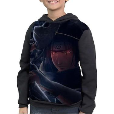 Imagem de Casaco Moletom Infantil Naruto Itachi Uchiha Akatsuki - smoke, Preto, 