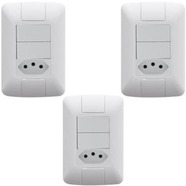 Imagem de 3 Conjunto 2 Interruptores Paralelo 6a + 1 Tomada 10a 250v - TRAMONTIN