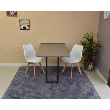 Imagem de Conjunto de Mesa Dobrável Retrátil 120 x 75 Volpi + 2 Cadeiras Leda - 