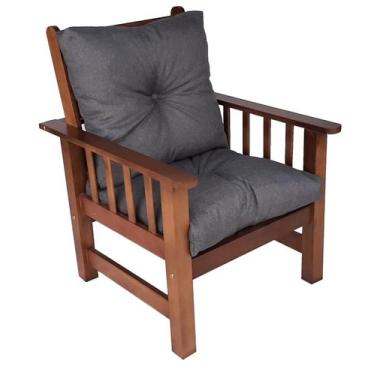 Imagem de Poltrona Colonial Cancún De Madeira C/ Almofadas de Jacquard e Poliést