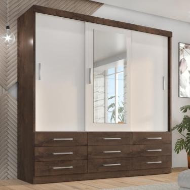 Imagem de Guarda Roupa Casal Capri 3 Portas Correr 9 Gav C/ Espelho