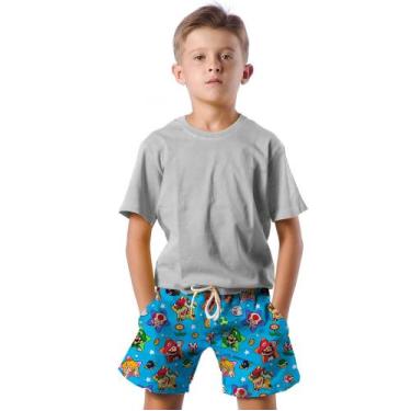 Imagem de Shorts Infantil Bermuda Calção Praia Verão Game Retro Pixel Puzzle 229