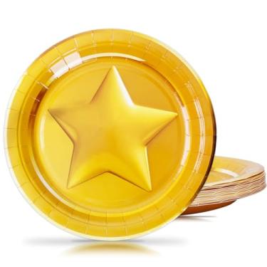 Imagem de HOMEZZO Artigos de festa Super Mario – Conjunto de 16 pratos de moedas para decorações de festa de videogame Mario Party