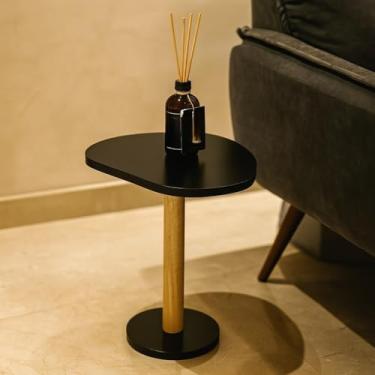 Imagem de Mesa de Canto Orgânica com Pés Palito – MDF com Acabamento Fosco, Estilo Retrô e Moderno (UNITARIA PRETA DE 50 CM)