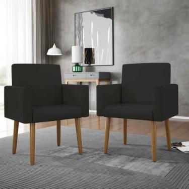 Imagem de Kit 02 Poltronas Decorativa Sala Oferta Courino Balaqui Cor:courino Preto