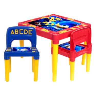 Imagem de Mesa Infantil Didática Atividades Com 2 Cadeiras Colorida