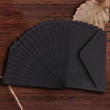 Imagem de Pacote com 20 mini envelopes de vale-presente de 10 x 7 cm, envelopes pequenos para feriados, casamentos, aniversários e banquetes - preto