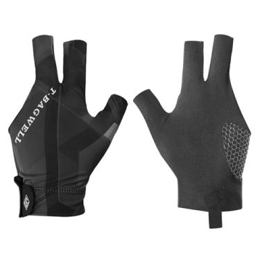 Imagem de Luva de bilhar com 3 dedos, mão esquerda, luvas de bilhar, acessórios para tacos de sinuca para atirador, caramelo, sinuca, esporte, preto, cinza