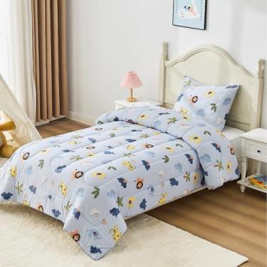 Imagem de Bestier Conjunto de edredom infantil com 2 peças para meninos e meninas, Sorona de fibra vegetal natural com certificação padrão Oeko-TEX 100/CPC, tamanho infantil, 106,7 x 144,8 cm x 3 cm