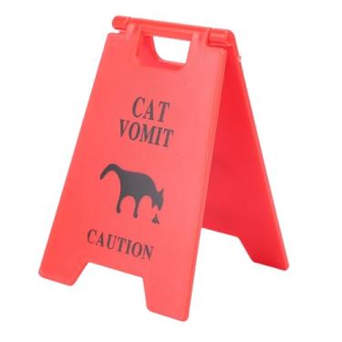 Imagem de Bewinner Sinal de Decoração de Gato Engraçado Material ABS Decoração de Escritório Em Casa à Prova D'água 10 Peças Sinal de Alerta de Vômito de Animal de Estimação Dupla Face