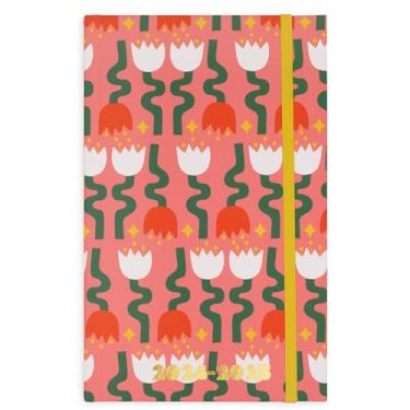 Imagem de ban.do Agenda Diária 2024-2025, Planner Semanal e Mensal, Diário de Autocuidado, Agenda Floral de Capa Dura com Calendário Mensal, Adesivos e Bolsos (Tulipas)