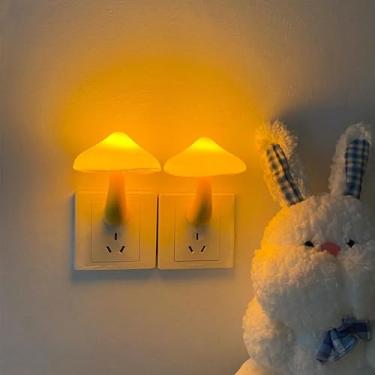Imagem de Sensor de luz noturna de cogumelo LED – Plug-in parede sonho cama quarto luz noturna bonito lâmpada de cogumelo decoração cottagecore para quarto, banheiro, escadas, corredor, amarelo quente