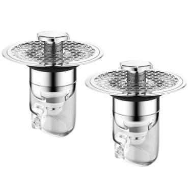 Imagem de 2 peças de filtro de ralo de pia de banheiro pop up universal, rolha de pia de banheira, coletor de cabelo, filtro de pia com coletor de cabelo removível de aço inoxidável para banheiro, lavatório de