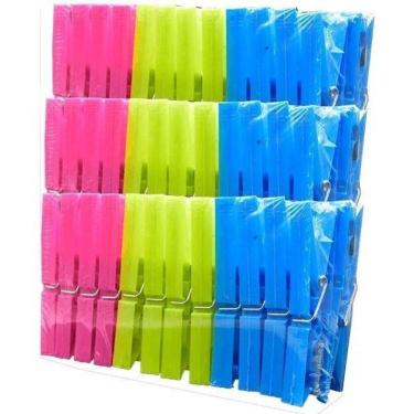 Imagem de 2X 72 Prendedores Plástico Para Roupa Varal Pregador Colorid