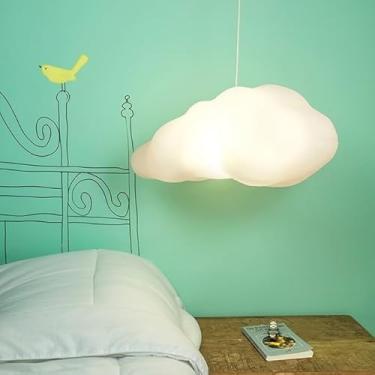 Imagem de Luminária Cotton Cloud Nuvem - Pendente em Polietileno, Design Nuvem, Branco Decoração, Quarto Bebê, Infantil