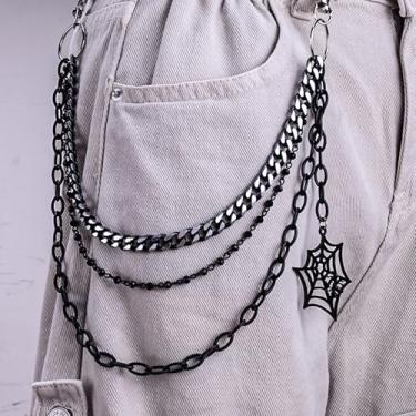 Imagem de Correntes jeans pretas de Halloween para mulheres, corrente de calça para homens, corrente de bolso para calças, motociclista, quadril, punk, acessório, moda moderna, para festivais de música