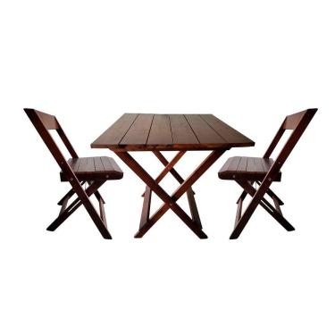 Imagem de Conjunto Mesa 2 Cadeiras Dobráveis Em Madeira Area Gourmet Imbuia