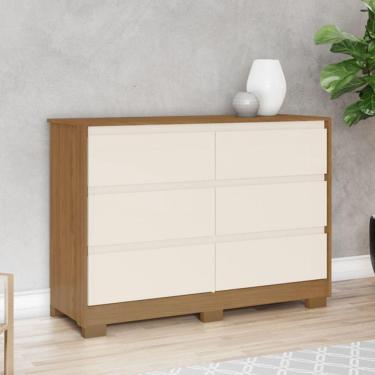 Imagem de Cômoda 6 Gavetas Ravenna Henn Nature Com Off White