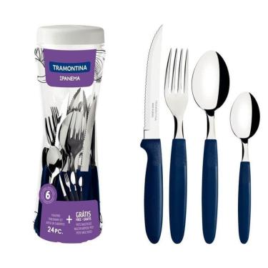 Imagem de Faqueiro Tramontina Ipanema 24 Peças Inox Azul