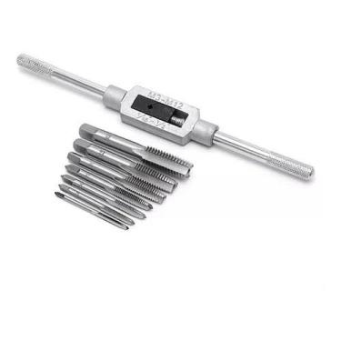 Imagem de Jogo De Macho Com Vira Macho 8 Pças M3 A M12 Pra Abrir Rosca