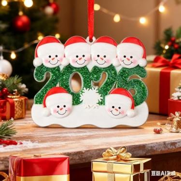 Imagem de Pingente de resina 2026 DIY boneco de neve família árvore de Natal enfeites para pendurar casa ano novo decoração de festa suprimentos (seis pessoas)