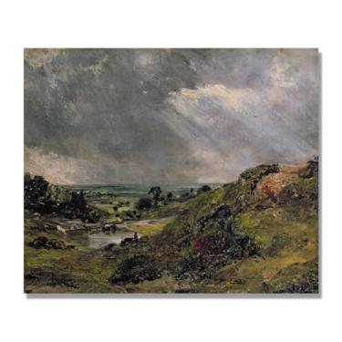 Imagem de NHLDZYH Arte de parede John Constable, (Lago da montanha), pôster de pinturas famosas, decoração de parede com impressão de imagem retrô de romantismo. Apenas tela de 60 x 72 cm - 23,6 x 28,3 pol