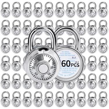 Imagem de Fechadura de combinação, trava de combinação de mostrador padrão LQYN , pacote com 60; placa giratória, 5 cm de largura, combinação fixa de três digitais, para escola, academia e armário, caixa de