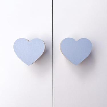 Imagem de 4 Puxadores Coração Azul Infantil Cômoda Móveis Porta Gaveta