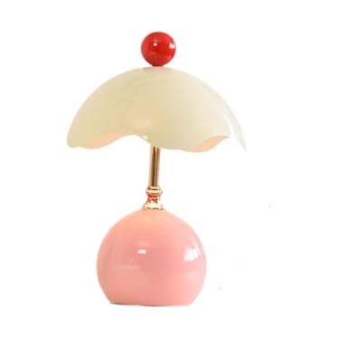 Imagem de KiBcsLic Abajur de mesa em formato de de ovo, luminária de mesa LED minimalista estilo nórdico, luminária de cabeceira para restaurante, escritório, de, Rosa