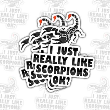 Imagem de 3 peças de adesivos I Just Really Like Scorpions, citações engraçadas de vinil de animais perigosos para laptop, caderno, diário, garrafa de água, para-choque de carro, presente para adolescentes