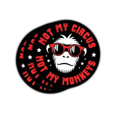 Imagem de Adesivo engraçado Not My Circus Not My Monkeys, decalque de vinil de macaco sarcástico com óculos de sol, citação de humor para alívio do estresse para garrafa de água, presente de escritório para