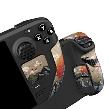 Imagem de PlayVital Professional Textured Handle Grips for Steam Deck LCD & OLED, Trackpads Enhancement Back Button Set with Thumb Grip Caps - View of Rising Sun
