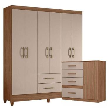 Imagem de Guarda Roupa Casal Panamá E Cômoda Venus Carvalho Fendi - Moval - MOVA