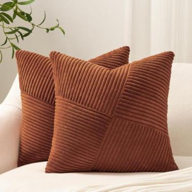Imagem de Capas de travesseiro Topfinel Terracotta Corduroy 65x65cm (conjunto de