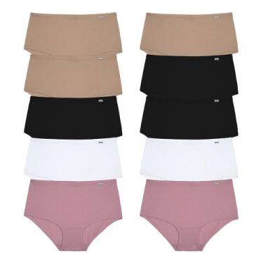 Imagem de Kit 10 Calcinhas Clássicas Cintura Alta DelRio 500222, Multicor, GG