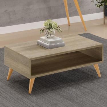 Imagem de Mesa de Centro Para Sala de Estar Pés Palito Cannes L03 Castanho - Lya