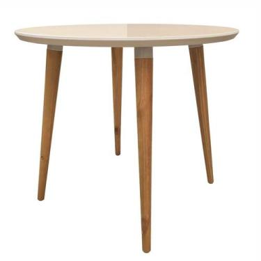 Imagem de Mesa de Jantar Redonda com Tampo de Vidro Veneza Off White 90 cm - Cas