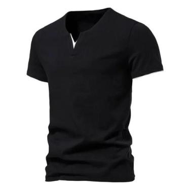 Imagem de Camiseta Masculina Henley Slim Fit - Algodão Leve e Respirável - Decot