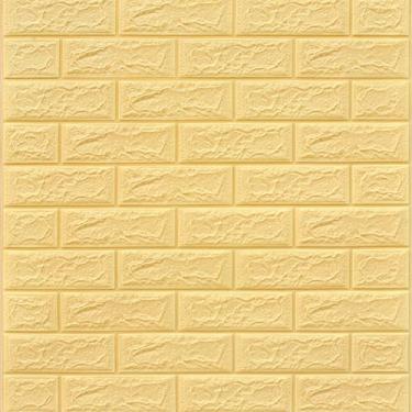 Imagem de Adesivos de Parede com Espuma PE Embossada 3D Autoadesivos Painéis Papel para Quarto Cozinha Sala Estar - Decoração Removível Absorvente Impactos Leve Fundo Adesivo