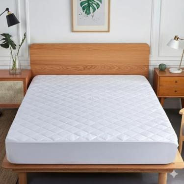 Imagem de Capa Impermeável Premium para Colchão Casal, Tecido Macio com Tecnologia Protect+, Proteção Contra Líquidos e Sujeira, Ideal para Uso Doméstico e Profissional (Branco)