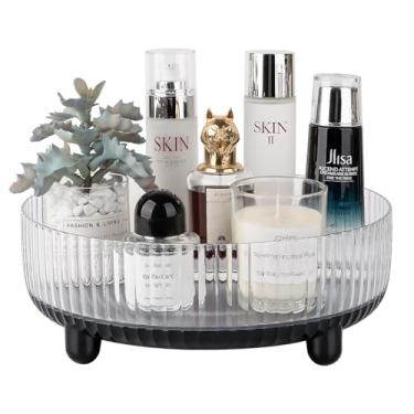 Imagem de Anyoifax Organizador de maquiagem giratório 360 para perfume, suporte de cuidados com a pele, armazenamento de cosméticos, organizador de bancada para banheiro, mesa giratória preguiçosa, para cômoda