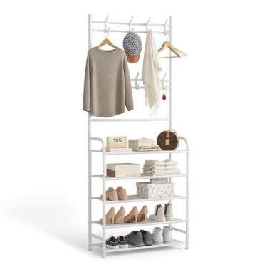 Imagem de Arara Sapateira Cabideiro 5 Prateleiras Roupas Bolsas 172cm